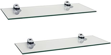 Set Of 2 Clear Glass Floating Shelves With Chrome Brackets 16 X 6 Buy Online At Best Price In Uae Amazon Ae