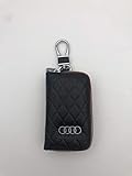 DEFTEN Premium Leather Car Key Chain Coin Holder Zipper Case Remote Wallet Bag Suitable for All Audi Models (Black)
