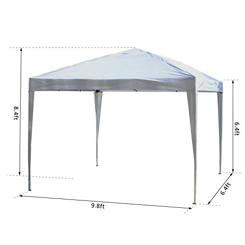 FDInspiration White 9.8x9.8 FT Pop Up Gazebo Canopy Party Tent Foldable Design Shelter Outdoor Sun Shade w/Storage Bag with Ebook - Thumbnail 3