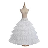 Remedios 4 Hoops Long Bridal Petticoat Ruffled Underskirt Crinoline Half Slip