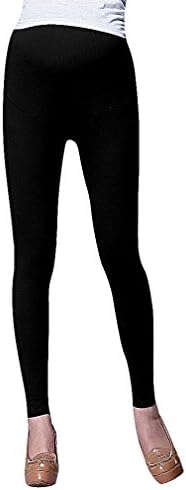 Hibukk, Women's Basic Solid Diverse Colors Comfy Elastic Maternity Leggings, Black One Size