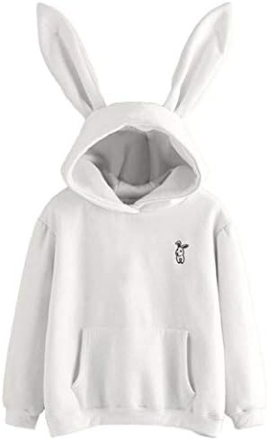 Toamen Womens Hoodies, Clothes Sale Ladies Fashion Cute Rabbit Ears Long Sleeve Loose Pullover Blouse Hooded Top Sweatshirts Jumper Autumn Winter New