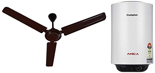 Buy Crompton Amica ASWH-2015 15-Litre Storage Water Heater (Black and  White) u0026 Crompton Hill Briz 48-inch Ceiling Fan (Brown) Online at  desertcartINDIA