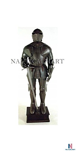 Medieval Knight's Suit of Armor with Antique Patina & Lion Crest By NauticalMart
