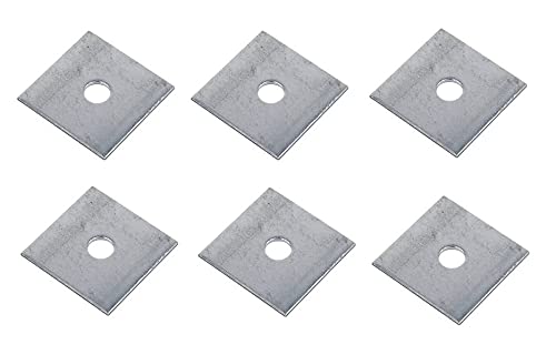 TERF® Heavy Duty M6 (6mm) X 40mm X 3mm Zinc Plated Steel Square Plate Washer 6mm ID (Hole) X 40mm Square OD X 3mm Thickness Square Plate Washer - Pack of 6