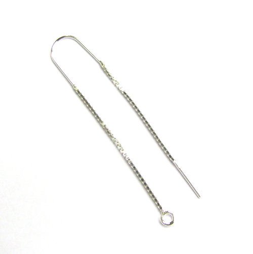 2 pcs .925 Sterling Silver Ear Wire Thread With Bridge and Jump Ring Earwires 1.75 inches / Earring Dangle Connector / Findings / Bright