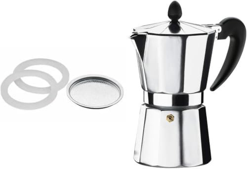 Kit Brinox Cafeteira Italiana 9 Xícaras com Acessórios | Filtro e Vedação Extra, Café Espresso, Alumínio Resistente, Pronta Para Uso