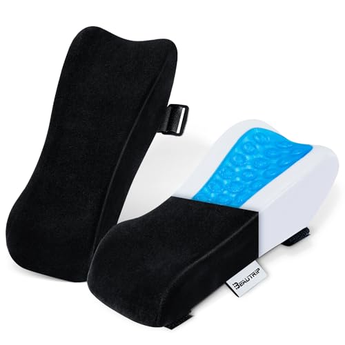 BEAUTRIP Ergonomic Armrest Pads- Office Chair Arm Rest Cover Pillow - Elbow Support Cushion for Computer, Gaming and Desk Chairs (Set of 2)… (Black with Gel_Velvet)
