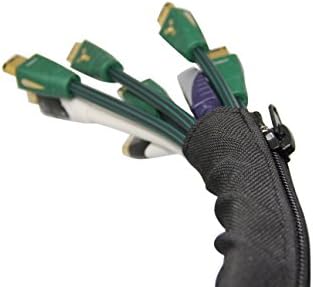 iGADGET® IGZMFBLK1.5M Zipped Multifilament Cable Tidy Management Sleeve- Black (1.5m Length, 25mm Diameter)