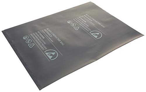 MULTICOMP PRO ESD-Safe Conductive Bags – Black, 203mm x 305mm, Pack of 100 | Heat Sealable Anti-Static Storage Bags (006-0021)