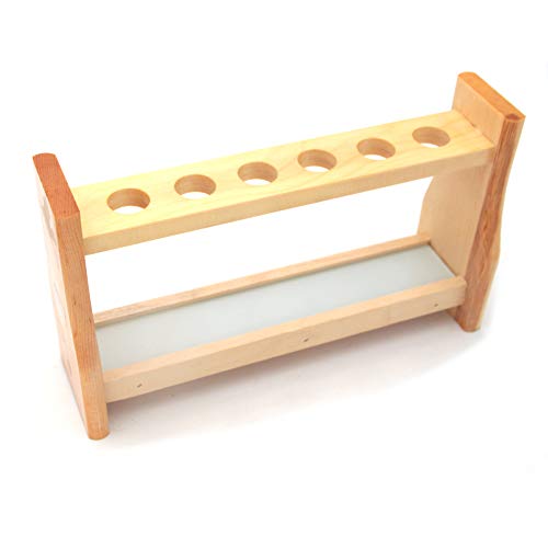 Chiloskit 0.7" (18mm) Holes Wood Wooden Test Tube Rack Holder Stand for API 10ml 25ml Test Tubes Lab Tube Racks Pen Holder (10ml 6Slots) - Thumbnail 5