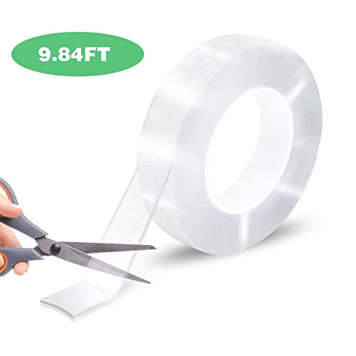 Nano Double Sided Tape, Multipurpose Magic Adhesive Tape Traceless Washable, Heavey Duty Strong Sticky Mounting Tape Gel Poster Tape for Paste Items Office & Household