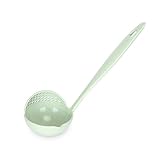 OUNONA 2 In 1 Straining Ladle Soup Pan Spoon Kitchen Dinnerware Cooking Tools (Green)
