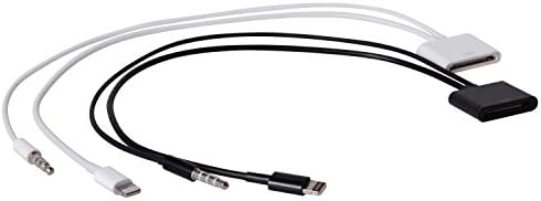 iPhone Adapter Adaptor Converter [2 PCS] [30 Pin to 8 Pin] with Audio Connector Cable Black and White iPhone 5/5S/iPod Touch/iPad Mini/iPad Air