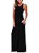 Women's Sleeveless Round Neck Long Maxi Casual Loose Dress Medium Black
