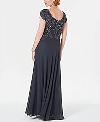 J Kara Women's Petite Cap V-Neck Beaded