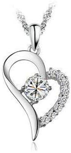 You Are the Only One in My Heart 925 Sterling Silver zircon Pendant Necklace