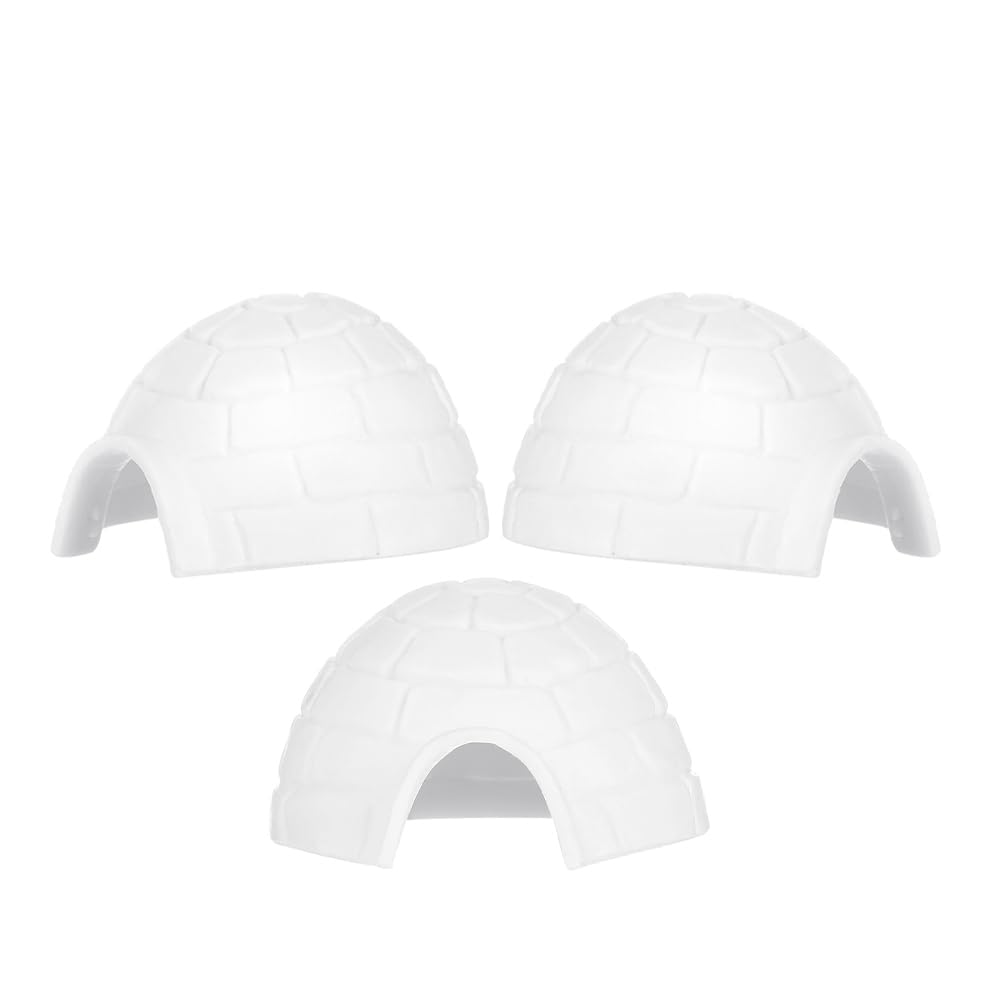 Abaodam 3pcs Mini Ice House Models for Dollhouse Winter Scenes Cake Toppers - Realistic Artificial Igloo Figurines for Micro Landscape Decoration