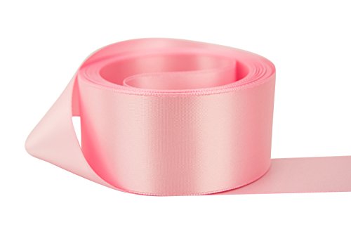 Ribbon Bazaar Double Faced Satin 3 inch Pink 25 yards 100% Polyester Ribbon