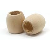 Mylittlewoodshop - Pkg of 50 - Bead Barrel Oval - 5/8 inches Wide with 3/8 inch Hole Unfinished Wood(WW-BE2015-50)