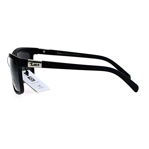 Mens Locs Sunglasses Classic Rectangular Frame Matte Black Shades UV 400
