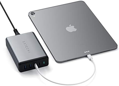 108W Cargador USB C de Escritorio con 2 Puertos Tipo C PD (90W y 18W) y 2 Puertos USB-A, Cargador Rápido Seguro para MacBook Air y Pro, iPad, iPhone, Windows, Tablets y más – Gris