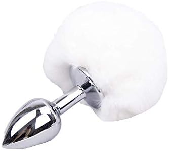 White Stainless Steel Bunny Plush Short Tail B-ütt an-âl Pl-ùg T-ö-ys