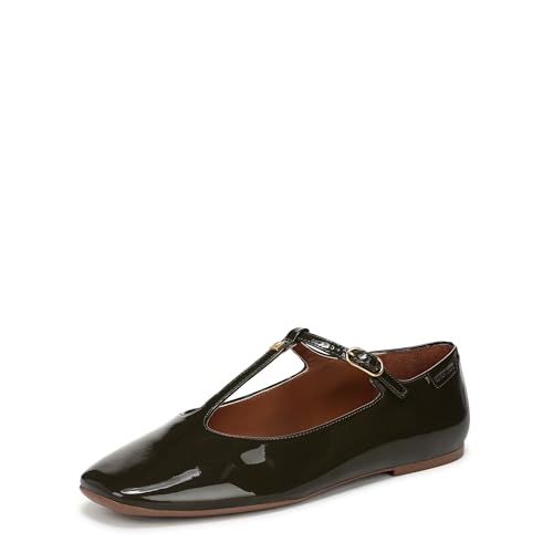 Franco Sarto Women's Marylee Mary Jane Flat Dark Green Patent Faux Leather 9 M