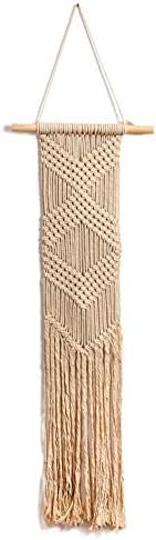 EiYYA Boho Wall Pediments Hanging Woven Tapestry Macrame Handmade Cotton Crochet Art Decor 8.26''x39''