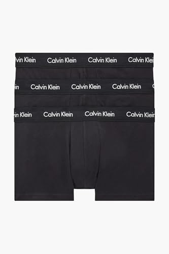 Calzoncillos bóxer Hombre Pack de 3 Low Rise Trunks Ropa Interior, Negro (Black W Black WB), L