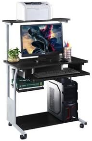 Computer Desk w/ Printer Shelf Stand Rolling Laptop Home Office Study Table