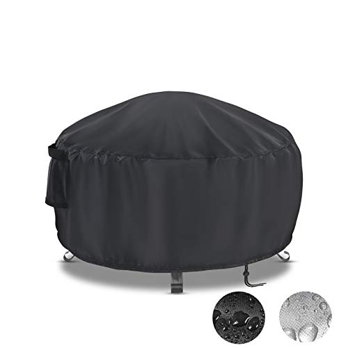 Onlyme Fire Pit Cover Round - 30 Inch Waterproof Fire Bowl Cover for Outdoor Patio Firepit, Anti-UV, Windproof - Black (79x32cm/30x12inch)