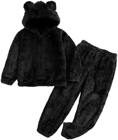 トップス andwang Fluffy fleece set black Amazon.com: 2 Piece Teen Boys Girls' Winter Fleece P𝐚jamas Set