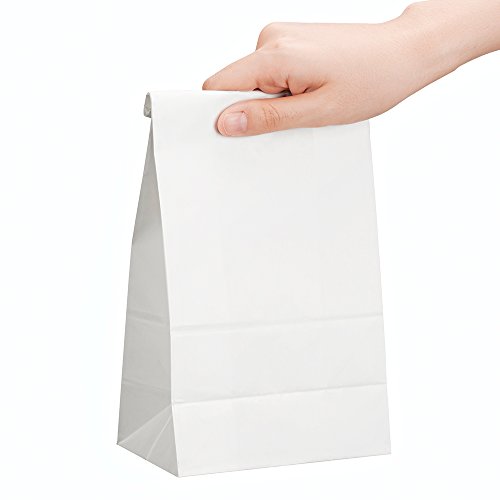 Halulu 50pcs Paper Lunch Bags, Bread Bags,Durable Kraft Paper Bags, Paper Snack Bags, Paper Grocery Bags (5x3x9.4, white)