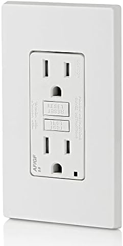 Leviton Dual-Function AFCI/GFCI Outlet, 15Amp, Self Test, Tamper-Resistant with LED Indicator Light, Protection from Both Electrical Shock & Electrical Fires in One Device, AGTR1-W,White (Pack of 10) Image