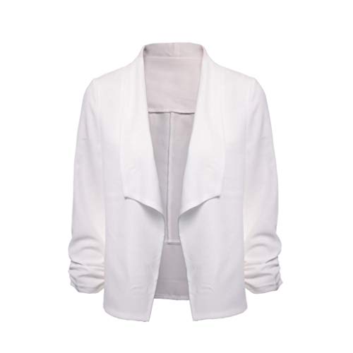 Pervobs Coat&Jacket, Clearance! Women Elegant 3/4 Sleeve Blazer Open Front Short Cardigan Suit Jacket Work Office Coat (L, White)