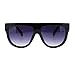 Womens Flat Top Thick Plastic Oversize Boyfriend Fit Sunglasses Black