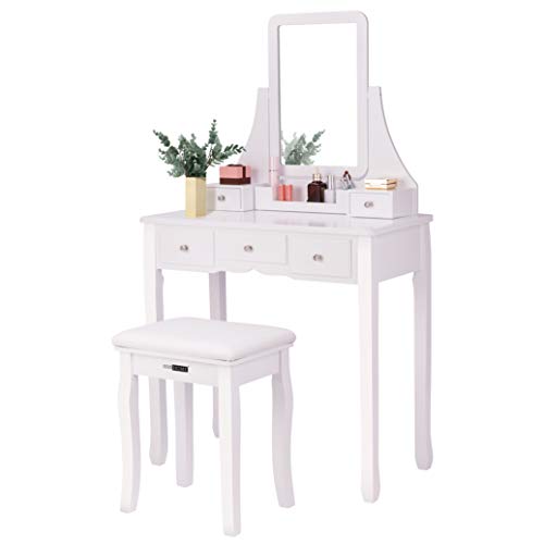 image for VIVOHOME Makeup Vanity Set with 5 Drawers and 1 Removable Organizer, D