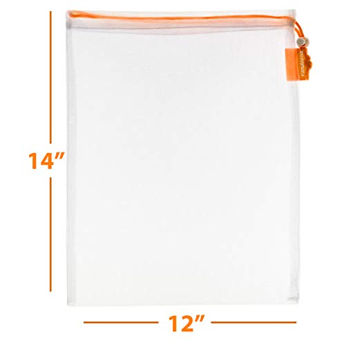 VANDOONA Toy Storage & Organization Mesh Bags Set of 12 See-Through Washable Mesh Bags & Color Coded Drawstrings. Playroom Organization, Baby Toys, Game Pieces, Toy Sets, Bathtub Toys. Size 12" x 14"