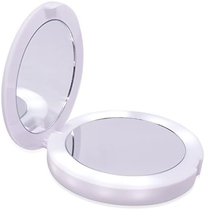 NatureGlow 2-in-1 Portable Travel Vanity Magnifying &amp; Regular Mirror with Led Lights + Portable Charger Power Bank 2200mAh (White)