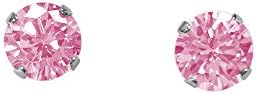 Sterling Silver Round Pink Cubic Zirconia Studs 9MM