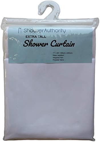 ShowerAuthority Extra Tall Soft Fabric Shower Curtain, White, 71" Wide by 94" Tall