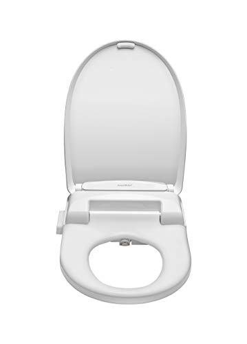 SmartBidet SB-100R Electric Bidet Seat for Elongated Toilets with Remote Control, Stainless Steel Nozzle with Removable Nozzle Cap, Child Wash Function, Slim and Strong Design in White