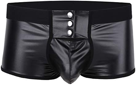 Men's Boxer Shorts Wetlook Patent Clubwear Shorts Shorts Patent Leather Festive Clothing Pants Stimulating Warming Erotic Erotic Lingerie Warming Sheme Under Warming Sh Pantyhose Black