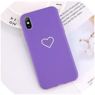 XianYuu Love Heart Pattern Phone Cases Cover for iPhone 6 6S 7 8 Plus XS Max XR X Soft TPU Silicone Ultra-Thin Simple Back Cover,7460 Purple,for iPhone 5 5S