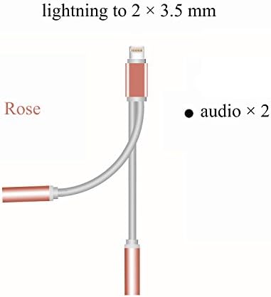 iPhone 7 7Plus Earphone Adapter,Mr Zhu Lightning to 2 Female Audio Adapter Rose Color