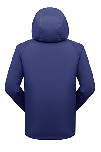 Trailside Supply Co. Men's Water Resistant Lightweight Windbreaker Front-Zip up Hooded Jacket Navy Large