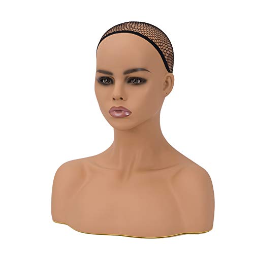 L7 Mannequin Realistic Mannequin Head Bust Wig Head Stand for Wigs Making Styling Wig Cap