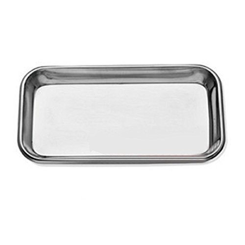 304 Stainless Steel Flat Lab Instrument Tray Dental Medical Body Piercing Serving Dish