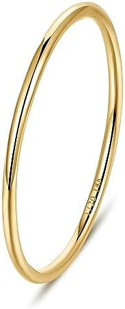 NOKMIT 1mm 14K Gold Filled Rings for Women Girls Thin Gold Ring
